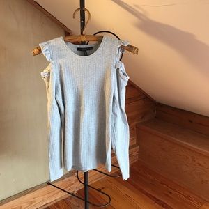 White House Black Market Grey Cold Shoulder Crew, EUC, S